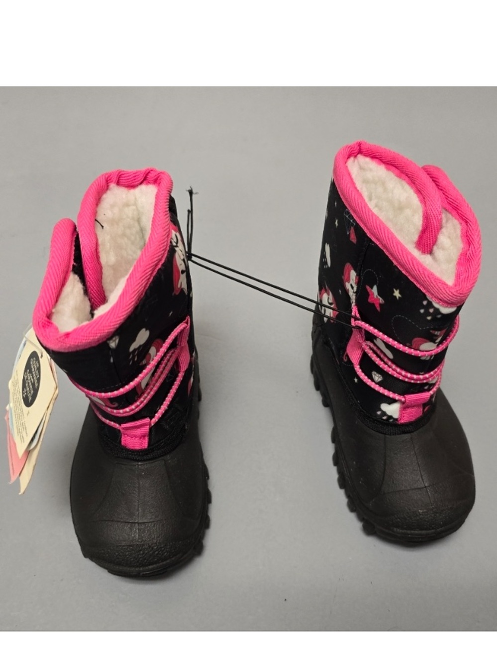 Kids Black and Hot Pink Waterproof Snow Boots